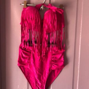 Two piece high waisted bikini, size large. Wore 1x. Color pink.